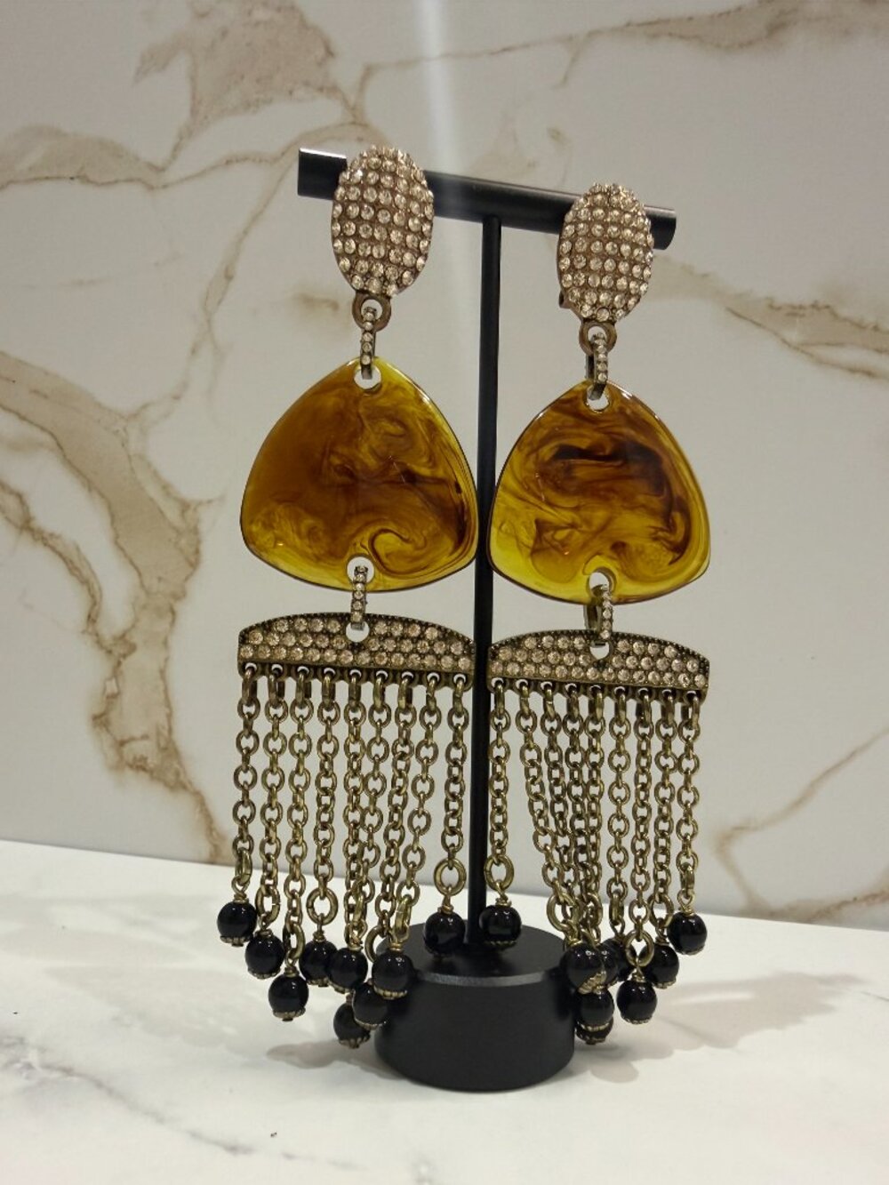 Heidi Daus Crystal Fringe Drop Earrings Pierced